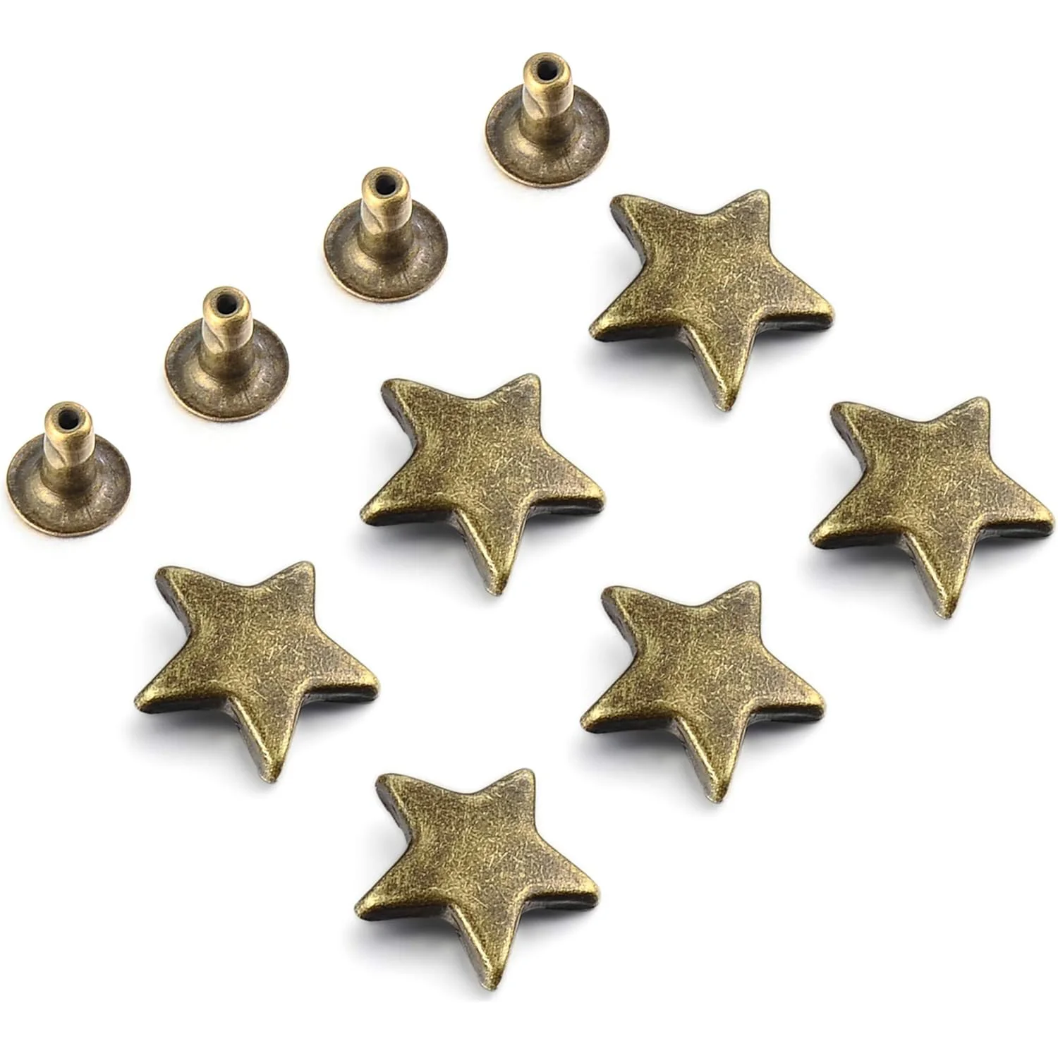 50/100 Sets Gunmetal Stern-Nieten für Leder, Stern-Nieten, Kleidungsnieten, Leder-Nieten, Nieten und Spikes für Lederhandwerk – Detail 16