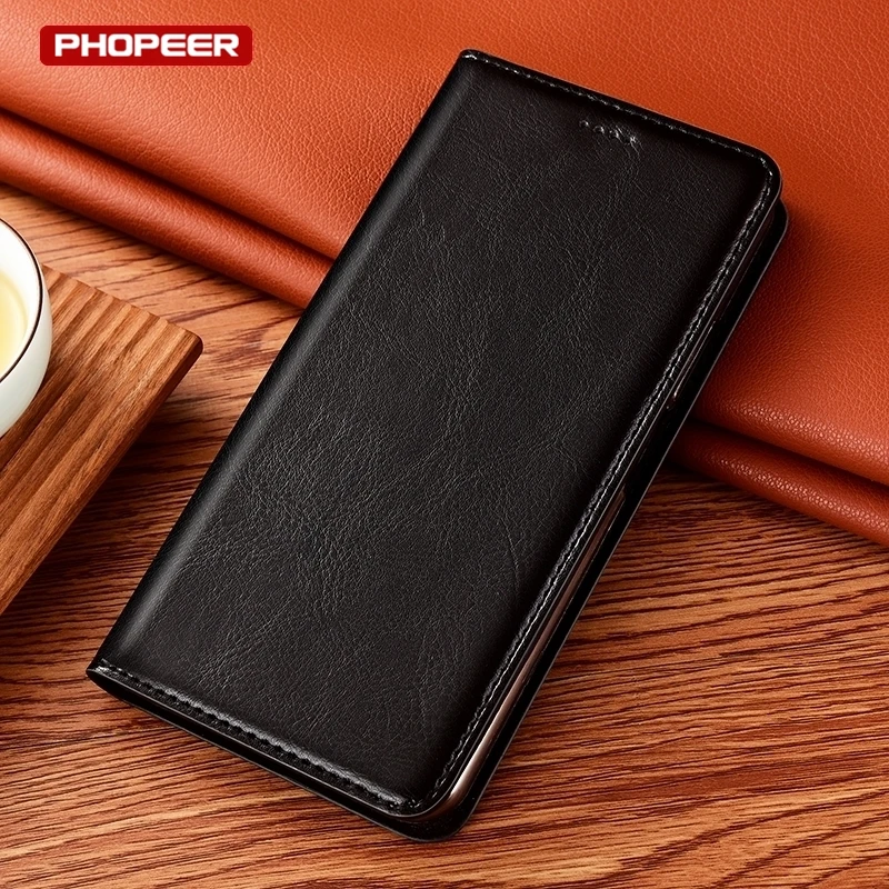 Premium Genuine Leather Flip Wallet Case with Card Slots