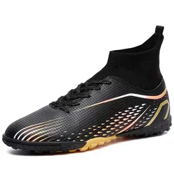 Youth Large High - Quality Outdoor Football Boots - Professional Training & Competition Footwear - 45 (TF Black)