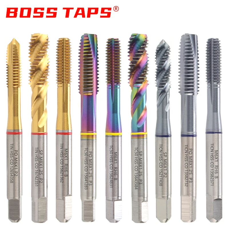 HSS-CO Blue Red Yellow Ring Spiral Fluted Tap Pointed Roll Forming M2 M2.5 M3 M4 M5 M6 M8 M10 M12 Ma