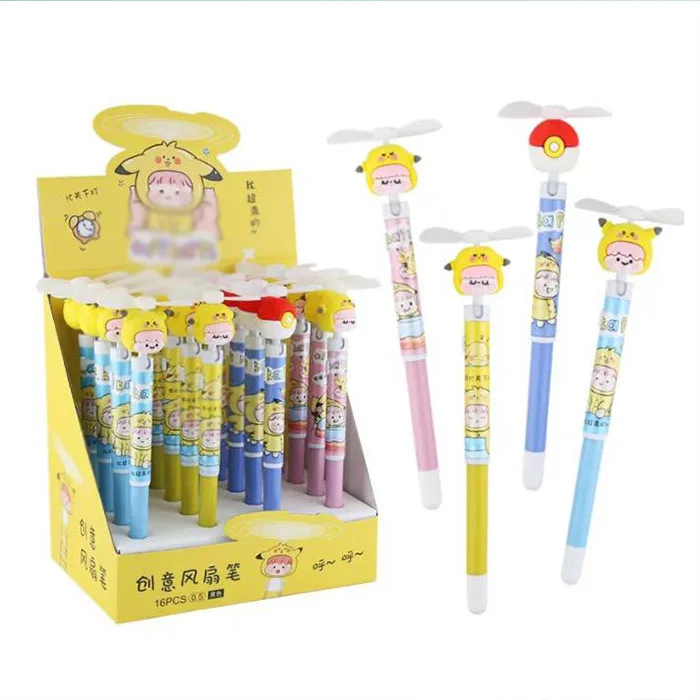 

16 pcs/lot Creative Elves Girl Fan Gel Pen Cute 0.5 mm black Ink Signature Pens Promotional Gift Office School Supplies