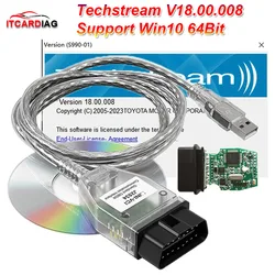Techstream V18.00.008 MINI VCI For TOYOTA TIS Mini vci FTDI FT232RL Chip J2534 OBD2 Car Diagnostic Cable Until Feb 2023 Years