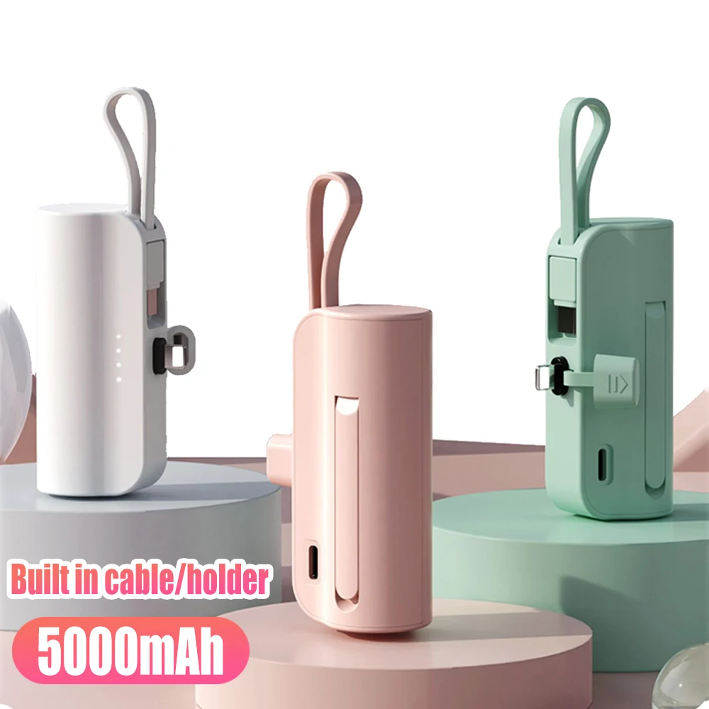 

5000mAh Portable Power Bank Mini Fast Charger External Cute Spare Auxiliary Battery Capsule Energy For iPhone 14 Xiaomi huawei