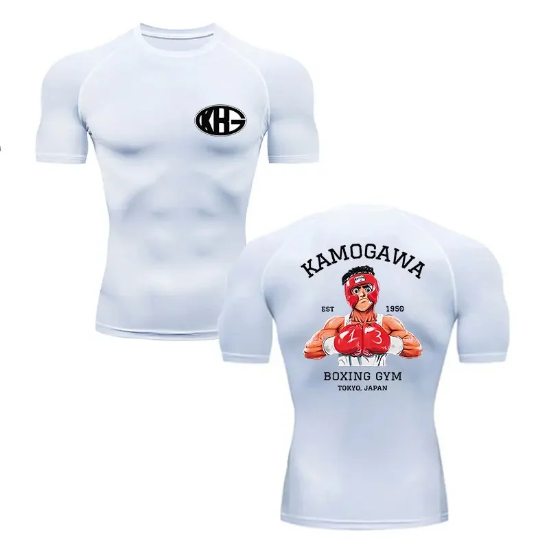 Men's compression sports T-shirt short sleeved running shirt gym attire quick drying tight top anime Hajime no IPPO short sleeve t shirt sport t shirt running t shirt running t shirts compression t shirt men t shirts