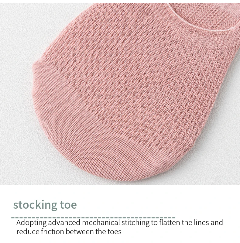 Womens Breathable Mesh Boat Socks - 5 Pairs Invisible Low Cut Anti-Slip Summer Socks