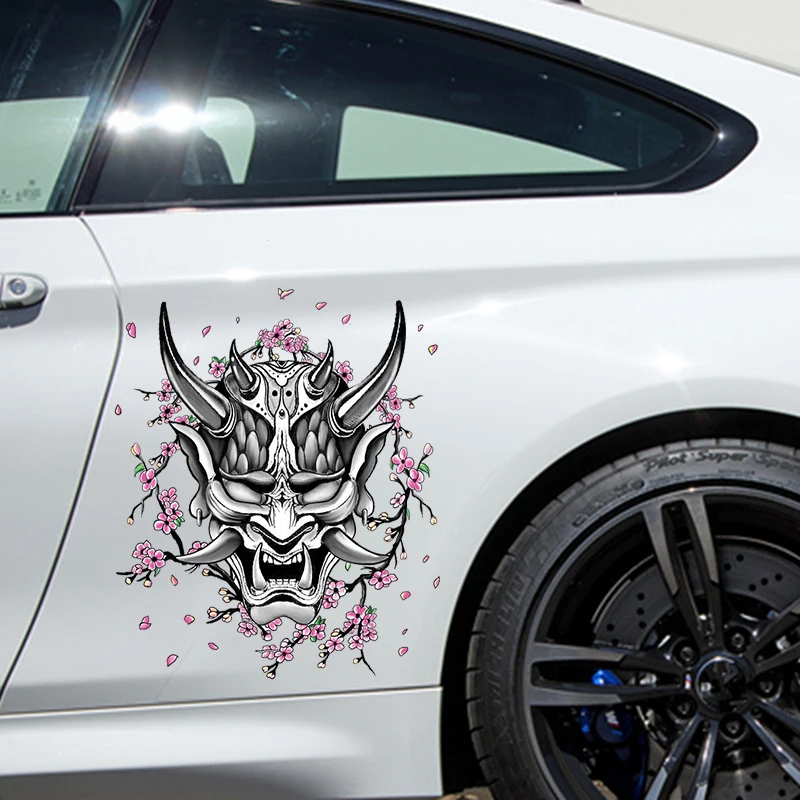 Samurai Mask Car Decal Side Graphic Vinyl Decal Modificato Racing Car Print Decoration Ita Car Car Decal Sticker