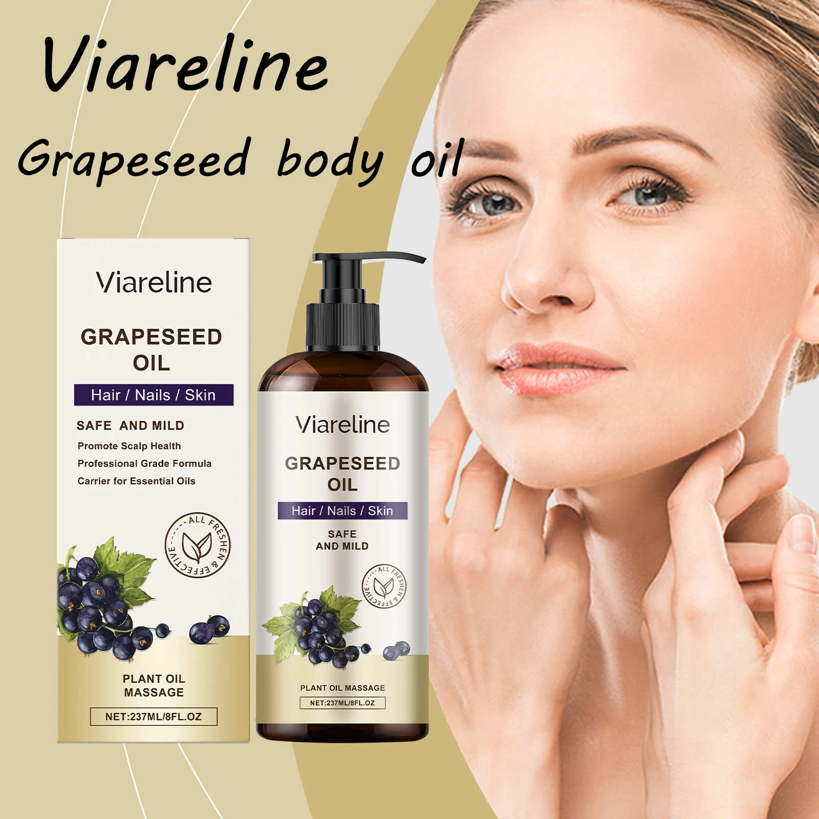 Grapeseed Essential Oil for Nourishing Hair Nail Skin Quick Absorbed Moisturizing Massage Relief Discomfort Non-greasy Body Oil 1