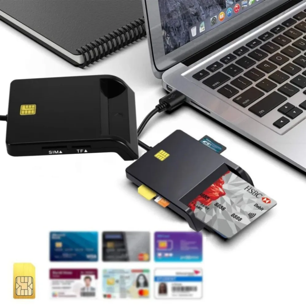 All in 1 USB Smart Card Reader For Bank Card IC/ID EMV SD TF SIM MMC readers USB-CCID ISO 7816 for Windows 7 8 10 Linux OS usb card reader