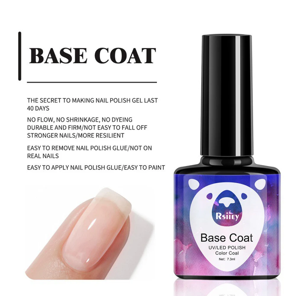7.3ml Super Bright Matte Top Coat Nail Gel No Wipe Base Coat Glue Nail Reinforce Gel UV Soak Off For Nails Art Functional