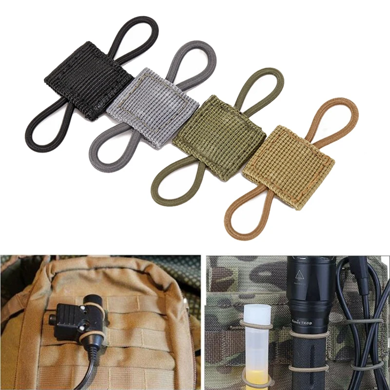 4pcs Tactical Gear Holder Clip Elastic Binding Ribbon Buckle bing