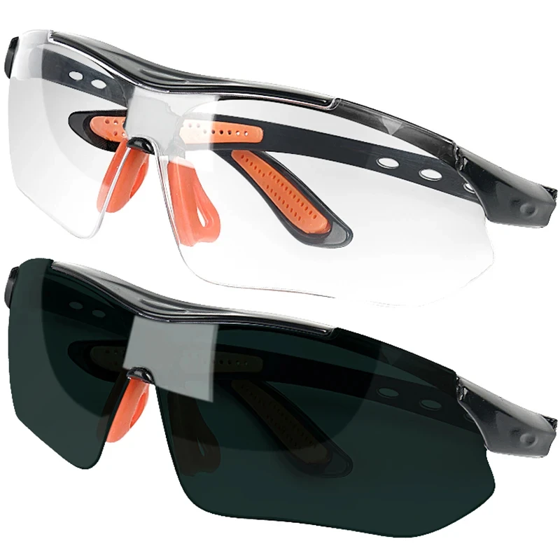 Écran anti-poussière et anti-éclaboussures des lunettes de protection, vue de face montrant les verres incurvés.
