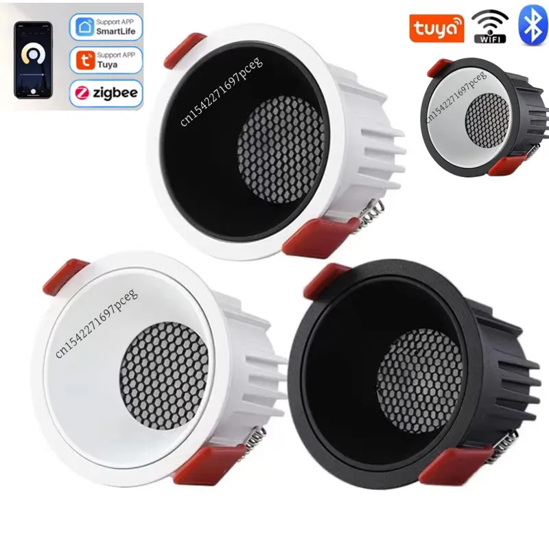 TUYA ZIGBEE/Bluetooth APP Intelligent Embedded Anti Glare LED Downlight 10W 85-265V Spotlight 24W Intelligent Home Lighting