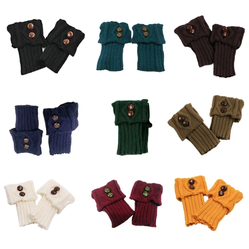 1 Pair Winter Warm Boot Cuffs for Women Button Crochet Knitted Boot Socks