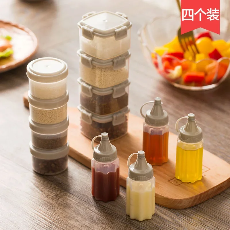4 Pieces Sauce Squeeze Bottle Plastic Mini Seasoning Box Salad Ketchup Container Outdoor Portable Barbecue Picnic Accessories 2