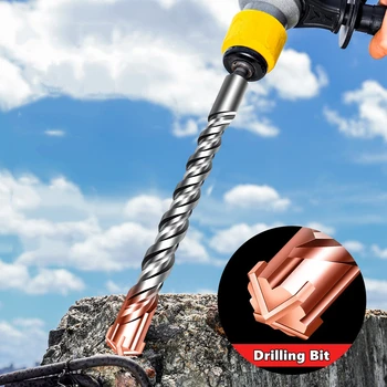 110/150/200mm Punte da trapano a percussione elettriche Tipo a croce Lega di acciaio al tungsteno SDS Plus per muratura Calcestruzzo Pietra di roccia