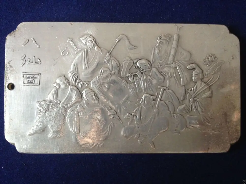 

Rare Beautiful tibet Old silver Nepal The Eight Immortals God Taoism baxian Sculpture statue thangka amulet