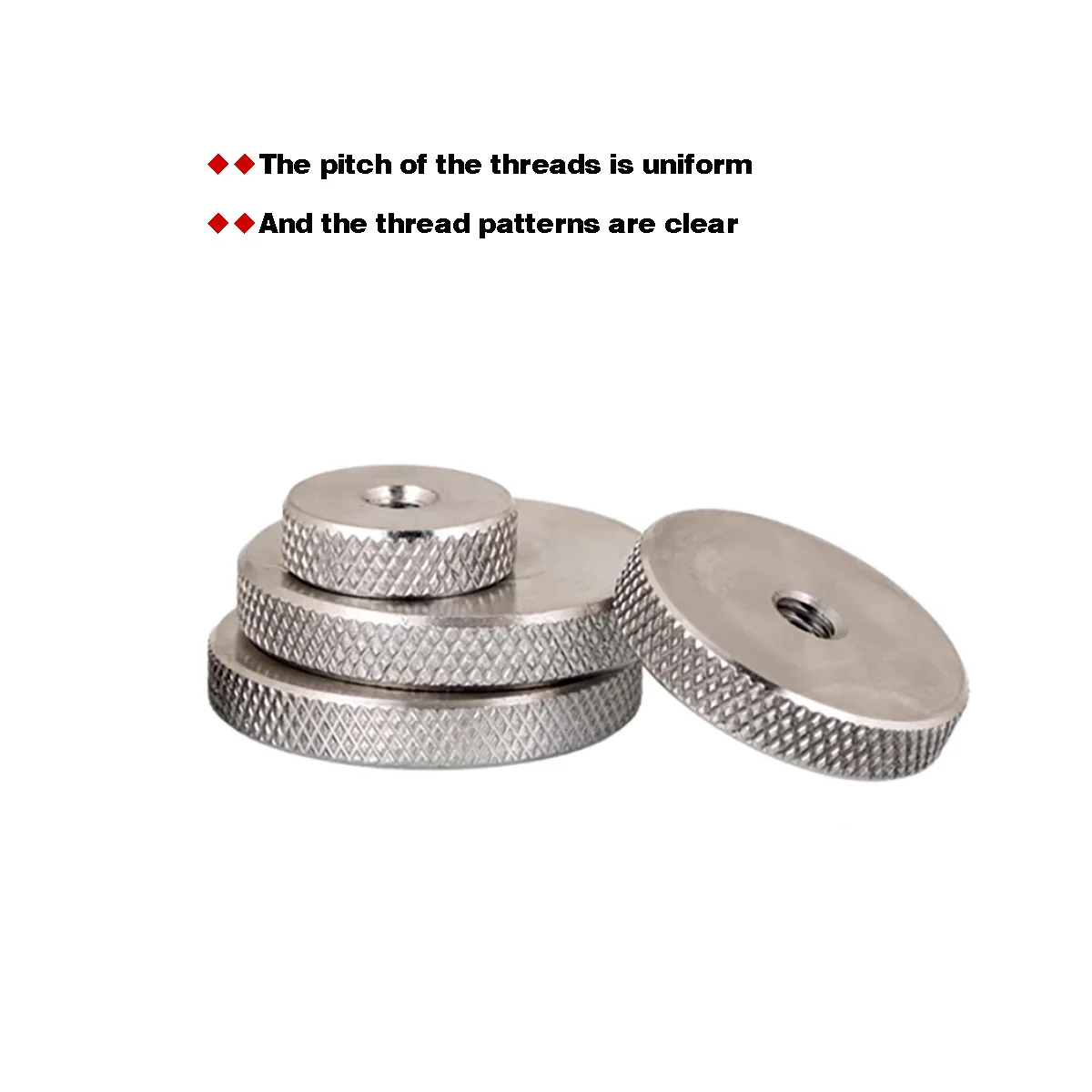 M3 M4 M5 M6 M8 M10 M12 304 Stainless Steel Flat Knurled Nut Thin Hand Screwed Nut Knurled Round Thickness3.5/4/5/6mm