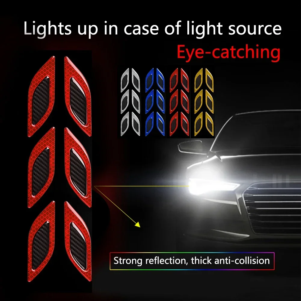 Car 3D Reflective Sticker Reflective Strips Night Safety Warning Auto Exterior Accessories 6pcs