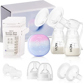 NCVI 이중 전기 유방 펌프, 유방 펌프 전기 8122, 4 가지 모드, 9 단계, 21mm, 24mm 플랜지