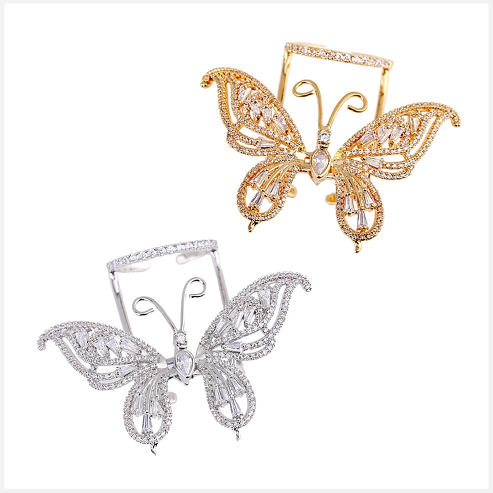High Quality Luxury Movable Wings Butterfly Statement Women Ring Personalized Costume Jewery Finger Rings for Engagement Wedding