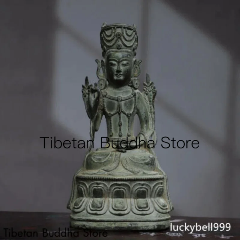 

9.1" Antique Tibet Tibetan Buddhism Temple qianlong mark Bronze Buddha statue