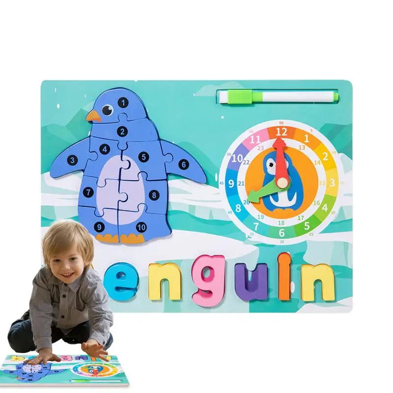

Animal Puzzles Dolphin Puzzles For Toddler Montessori Word Spelling Puzzle For Kids STEM Educational Clock Learning Toy For Boys