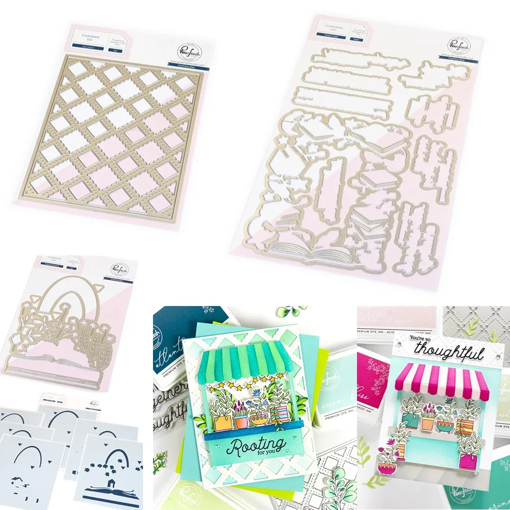 Pinkfresh Studio Flower Market Clear Metal Cutting Dies Stamps For DIY ...