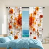2Pcs Glam Style Curtain Panels Orange Red Floral Print With Hexagon Background Machine Washable Polyester Decorative Drapes_ai2 1