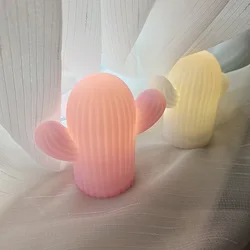 Kawaii Cactus LED Light Artistic Creative Decoration Desk Lamp For Room Wireless Kids Night Light Cute Electronic Candle