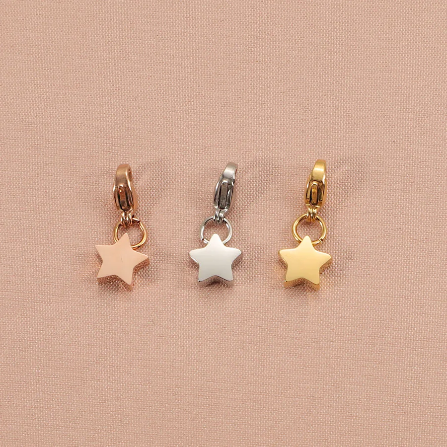

5pcs/Lot Stainless Steel Star Charms Pendants with Lobster Clasp For DIY Making Necklace Bracelet Accessories