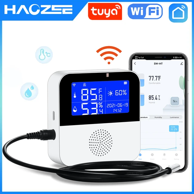 Termómetro Digital Tuya WIFI inteligente, Sensor de temperatura y humedad,  higrómetro interior, con pantalla LCD - AliExpress