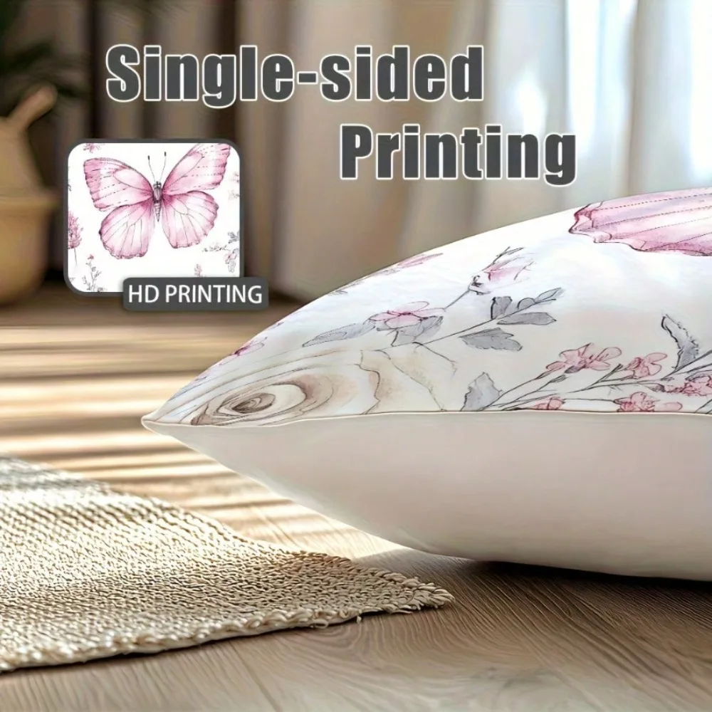 4PCS Blue Tulip Plush Pillow Covers (No Pillow Inserts) 6