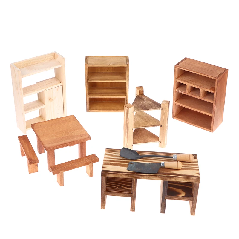 1PC Miniature Closet Hanging TV Book Cake Bedside Table Cabinet Shelf Legs Cupboard Model Dollhouse Furniture Decor DIY Toys
