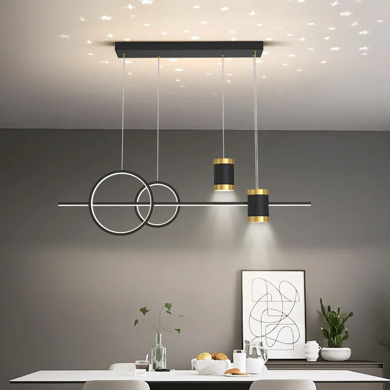 

Nordic Starry Sky Led Chandelier Modern Dining Table Pendant Lights Light Luxury Minimalist Long Indoor Bar Counter Ceiling Lamp