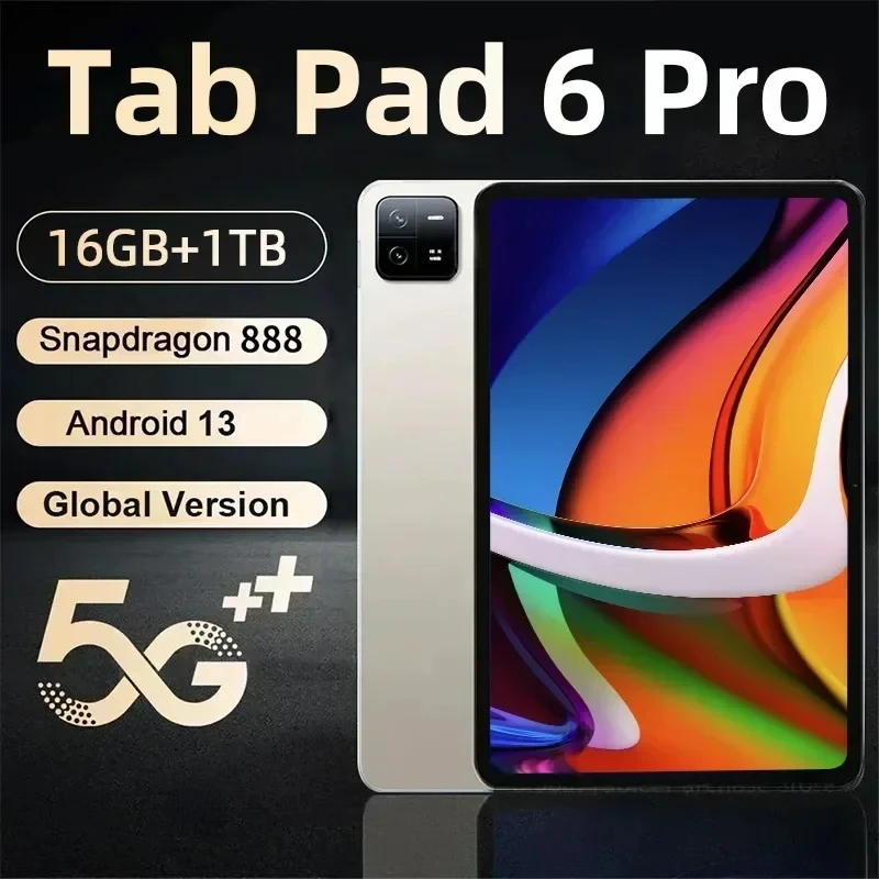 

Планшет Android 13, 2024 дюймов, Snapdragon 888, 2 Sim-карты, 16 ГБ + 1 ТБ