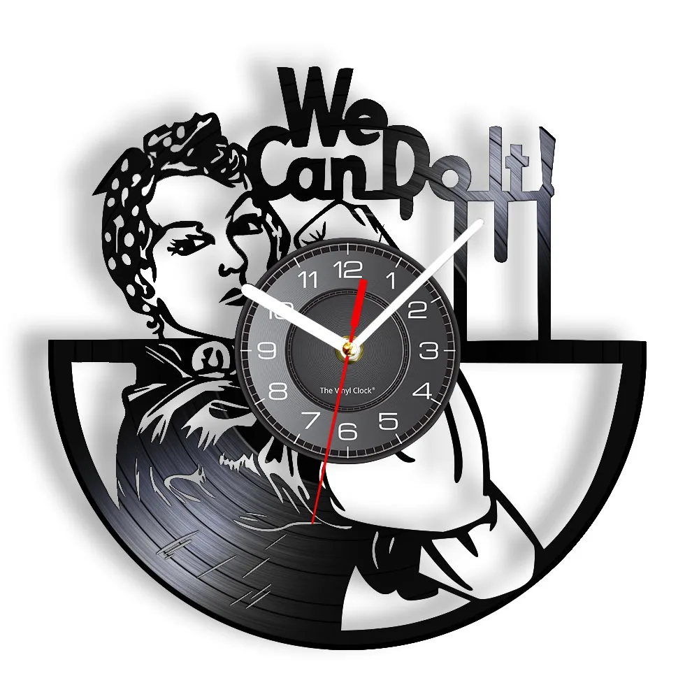 Assy The Rivetter Vintage Vinyl Record Orologio Da Parete Girl Power Home Decor Orologio Da Parete We Can Do It Equity Art For Strong Women