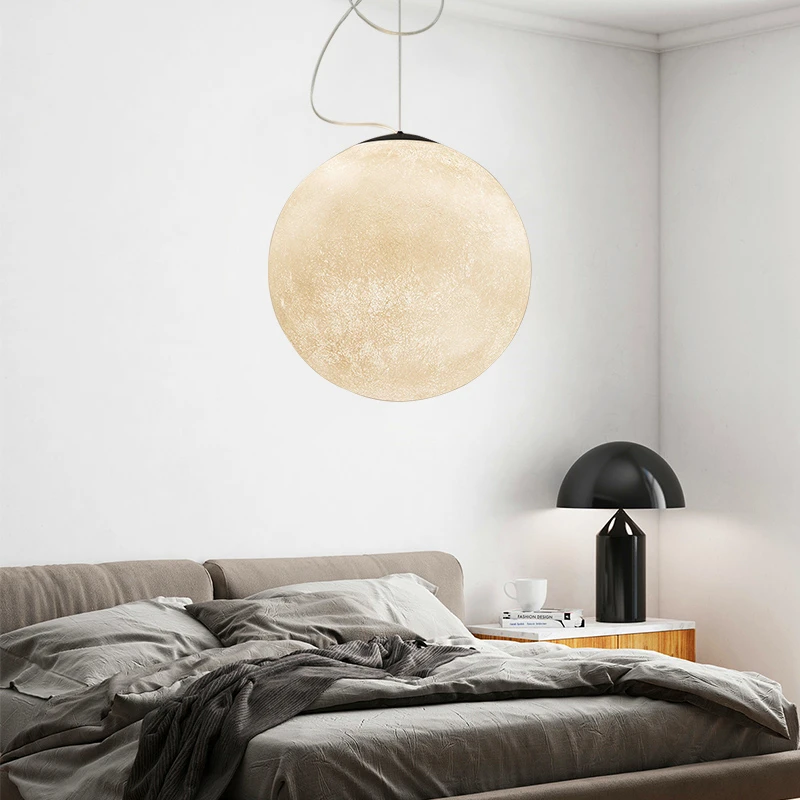

Nordic Led Resin 3D Moon Pendant Lights Bedroom Living Room Dining Lighting Decoration Interior Modern Planet Pendant Lamp LOFT