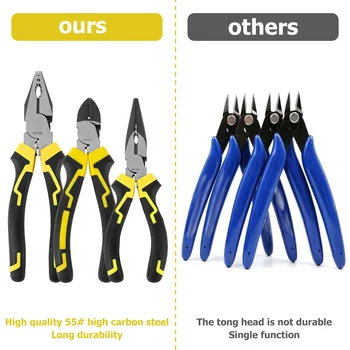3set High Carbon Steel Pliers ,Cable Wire Cutting Pliers with Soft Grip Handle 6" Spiked Pliers Hand Tool 2