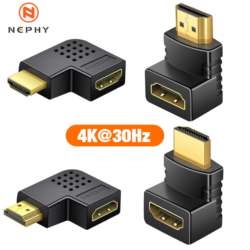 HDMI Connector Cable Adapter 90 270 Degree Right Angle Male to Female 4K 2K 1080P TV PS4 PS5 Laptop