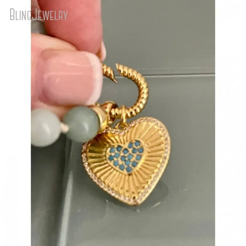 ite Bead Choker Heart Pendant Natural Stone Carabiner Screw Clasp Lock Necklace Women Love Talisman Halloween Gift Jewelry