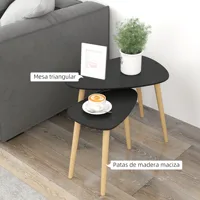 Homcom Lot de 2 Tables basses Table gigogne moderne Tables d'appoint Pieds en bois de pin pour salon chambre Naturel 5
