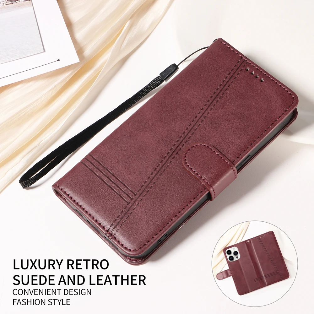 Premium Magnetic Leather Wallet Case with Card Slots – Protective Cover
