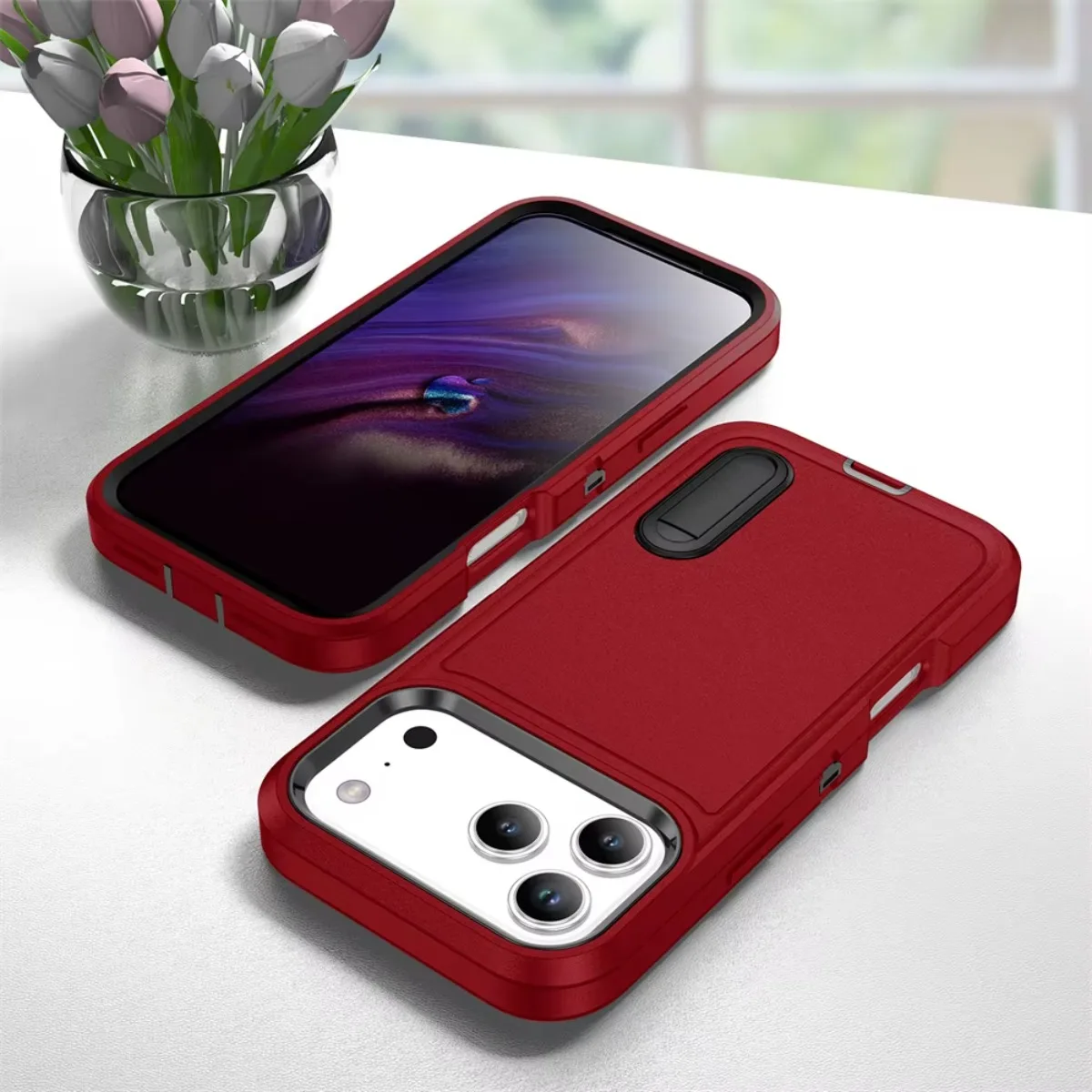 ShockProof Heavy Duty Stand Phone Case with Armor Protection and Kickstand Cover