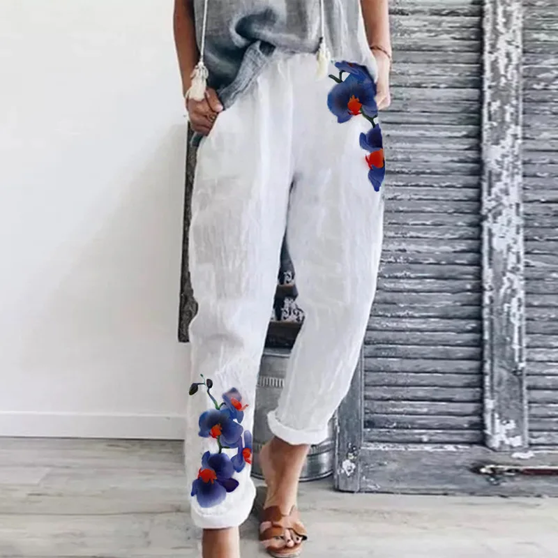 

2022 New Autumn Print Pants Women Fashion Harem Pants Casual All-matched Loose Elastic Waist Trousers