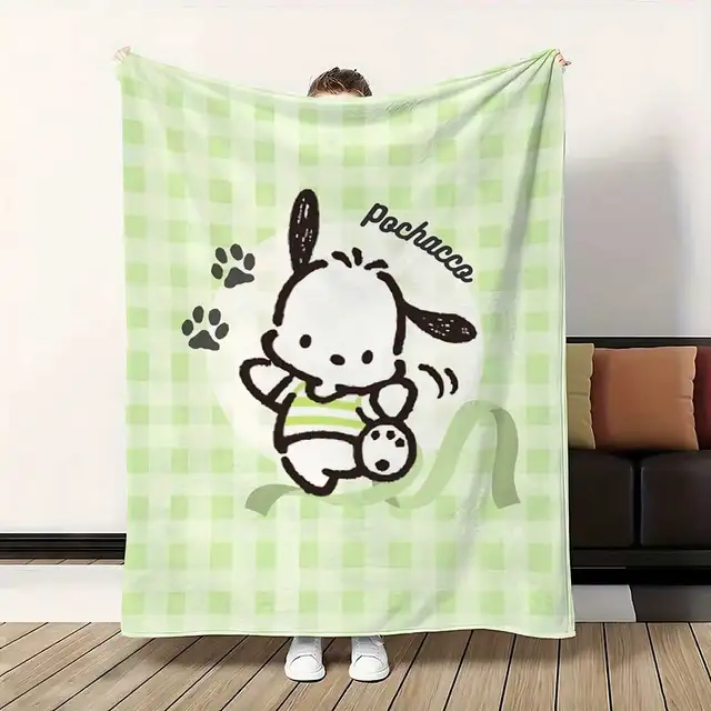 Kawaii Green Pochacco Hairy Blankets for Bed Blanket 150cm X 200cm Home Interior Luxury Bedding Fluffy Plaid Sofa Throw Knee Nap 2