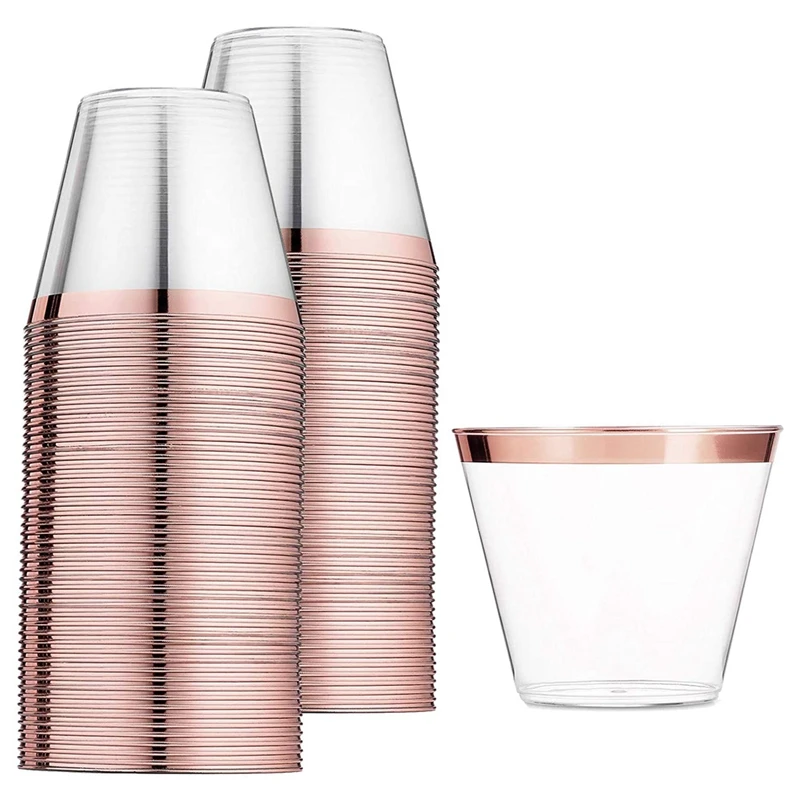 

Rose Gold Plastic Cups 9 Oz Disposable Cup Plastic Wine Glass Party Cups Transparent Plastic Cups For Parties