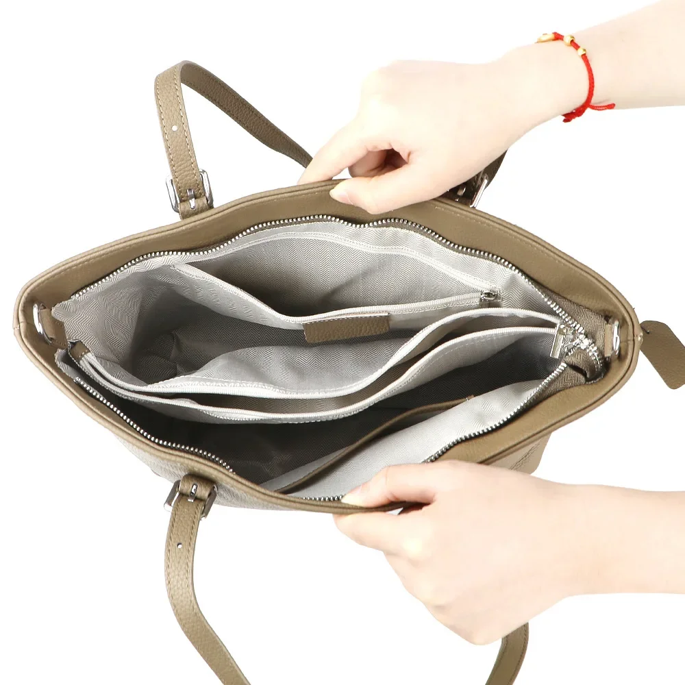 URBAN MASTER Genuine Leather Tote Bag, Large Capacity Solid Color Crossbody Bags, Women's Shoulder Handbag 1697