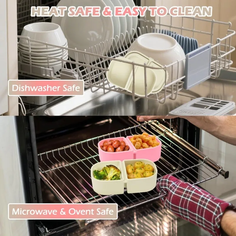 Eco-Friendly Silicone Snack Bento Box with Leakproof Lid - Reusable Food Storage for Sauces, Fruits, and Snacks