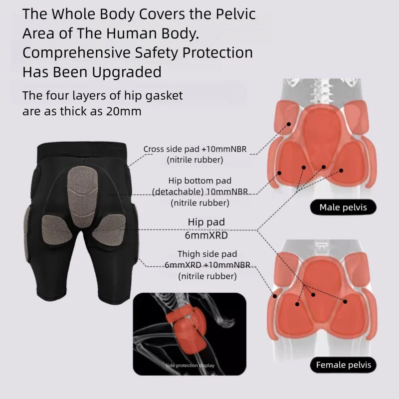 New Ski Protective Equipment Hip Protection Kevlar Cushioning Material Ski Skateboard Protection Anti Fall Sports Shorts