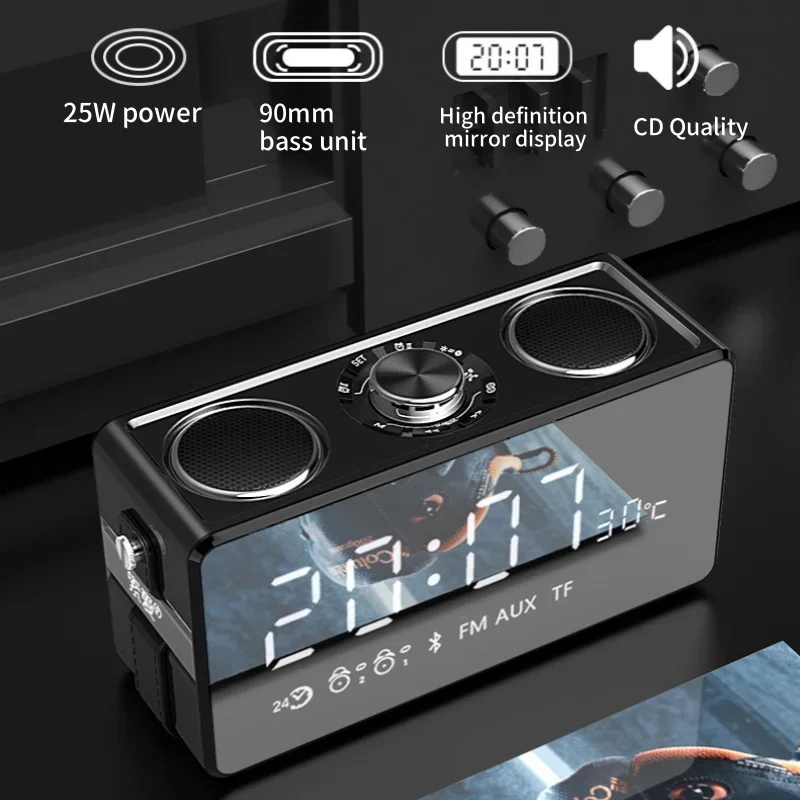 

Portable Waterproof Wireless Bluetooth Speaker with High Volume Sound System 3D Surround Alarm Clock Subwoofer Caixa De Som FM